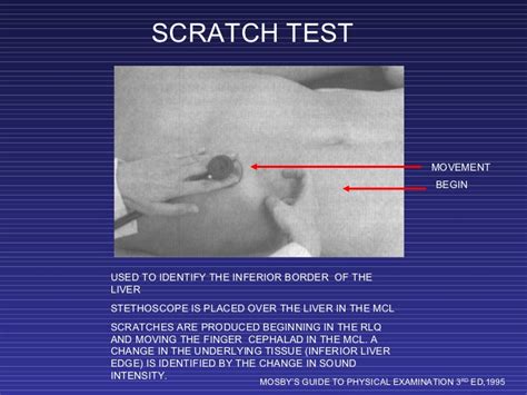 scratch test abdominal exam|liver edge scratch test.